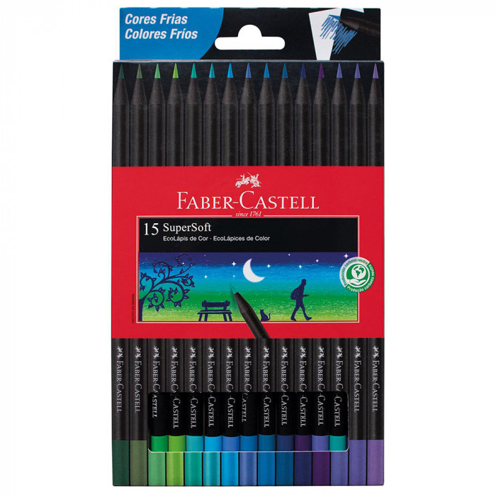 Lapices faber castel supersoft x 15 colores frios