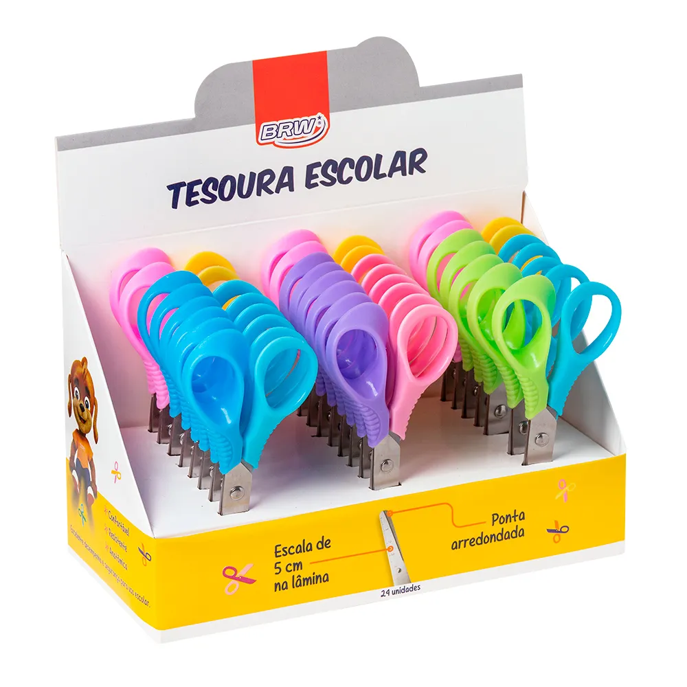 Tijera brw escolar 13cm  bicolor
