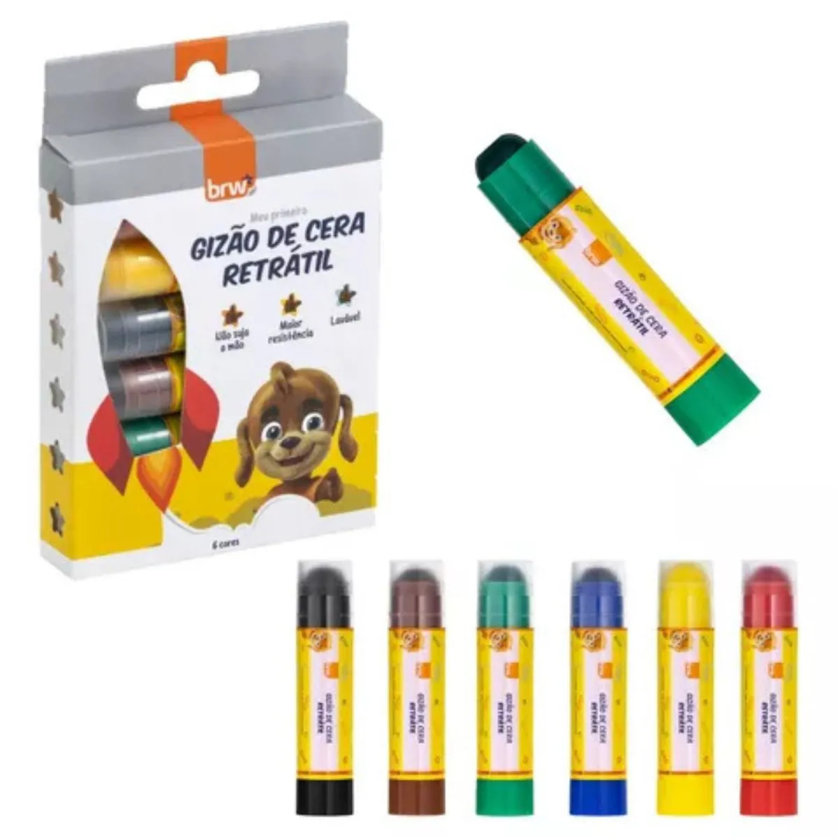 Tempera solida brw x 6 colores 