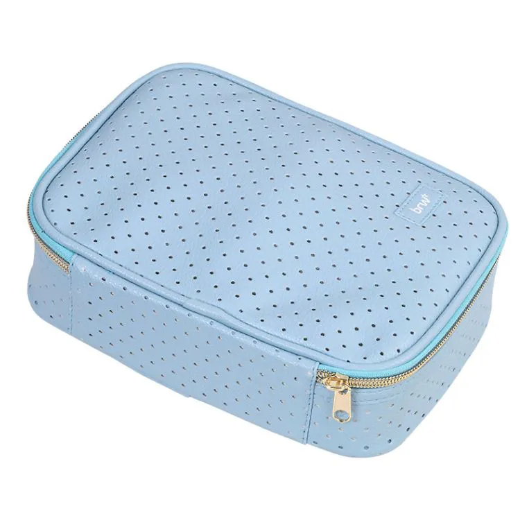 Cartuchera brw box ecocuero calado celeste