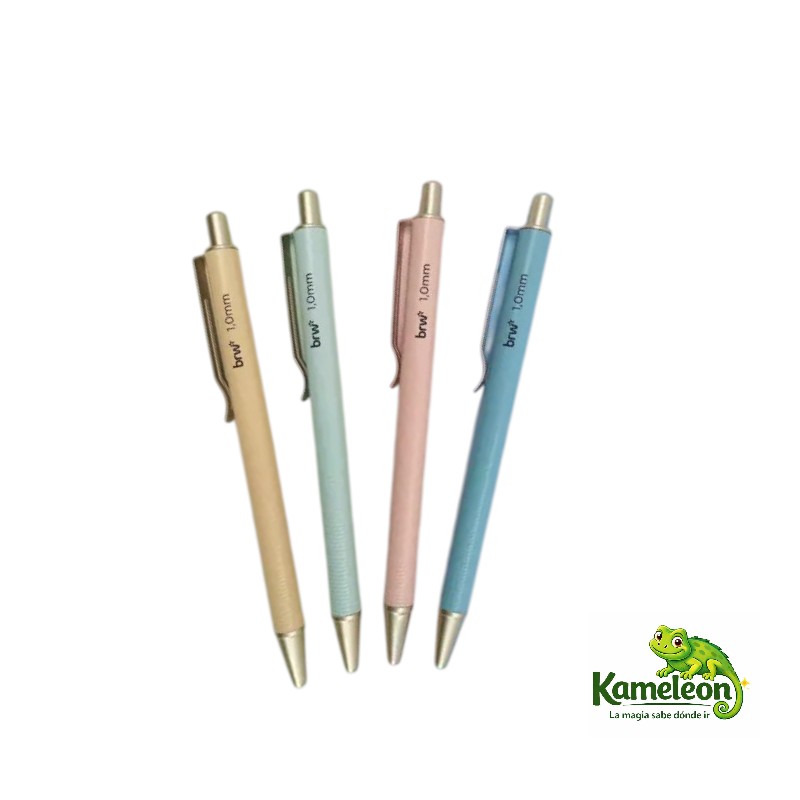 Boligrafos metalico ocre y colores