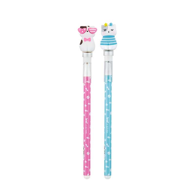 Lapicera borrable brw gel gato con sello 