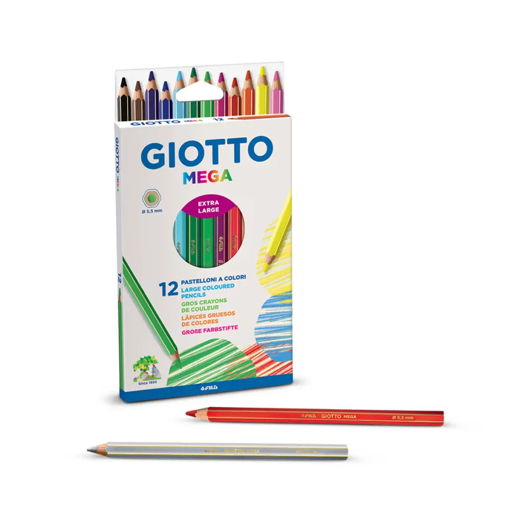 Lapices giotto mega 12 colores largos