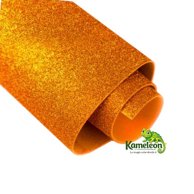Goma eva con glitter naranja