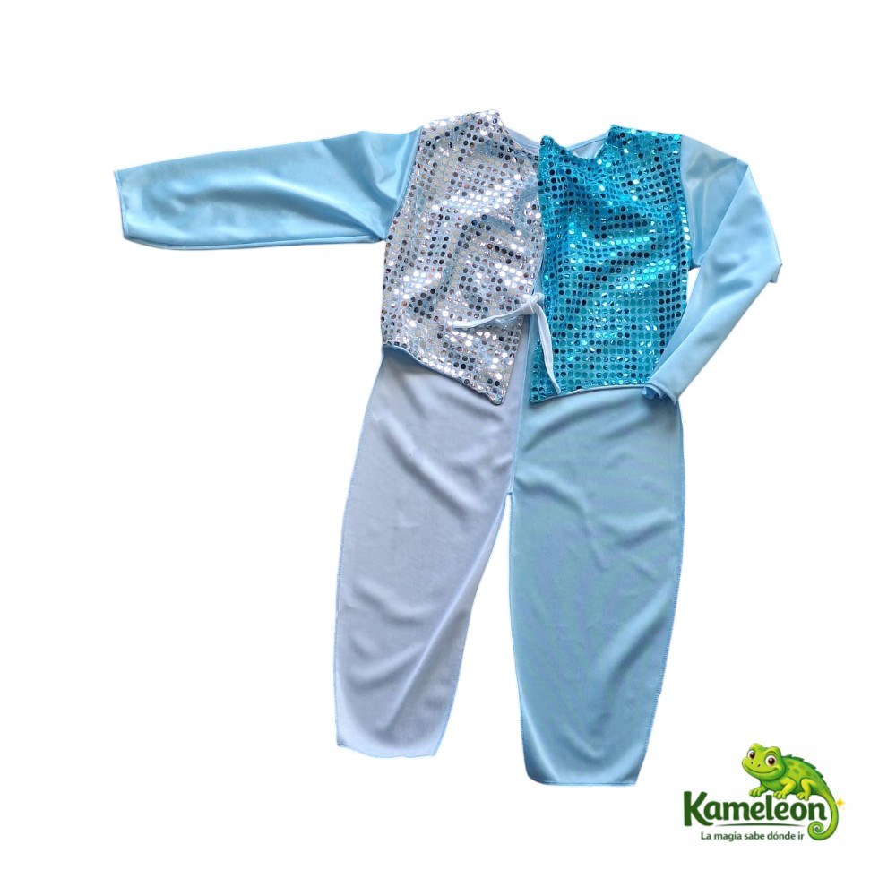 CHAQUETA DE MURHCA DISFRAZ CELESTE Y BLANCO