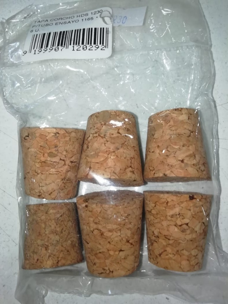 Tapa corcho para tuvo de ensayo