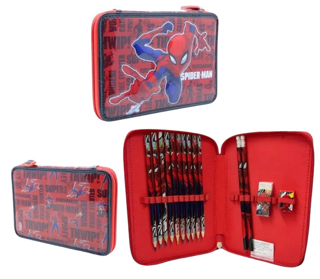 Cartuchera 1 piso spiderman + utiles ha586