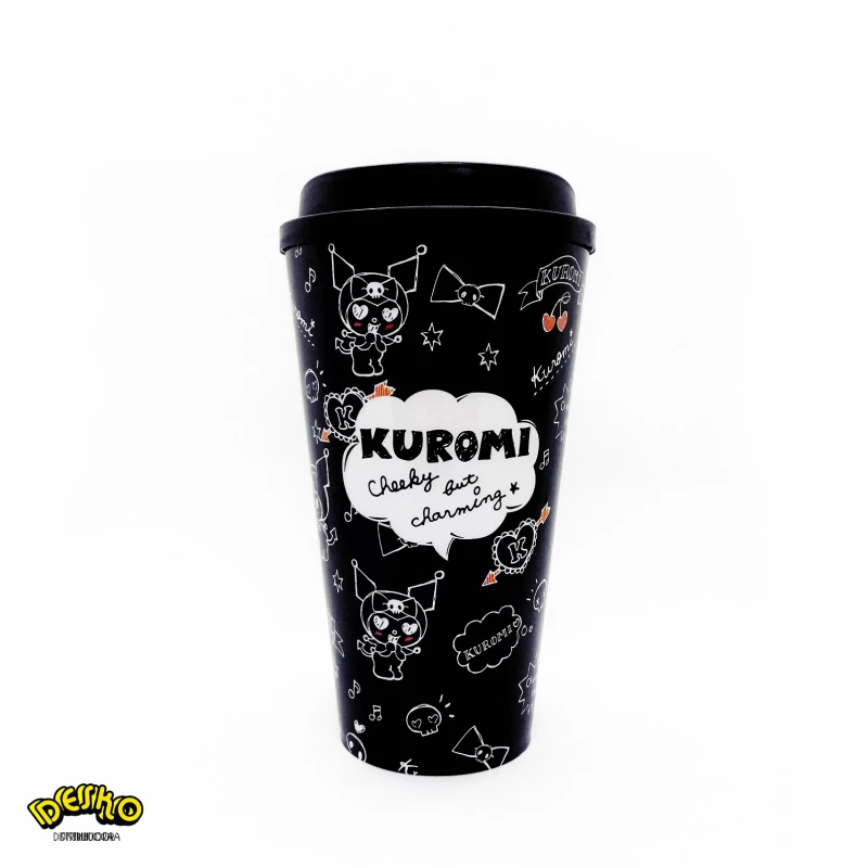 Vaso plastico kuromi: fondo negro 