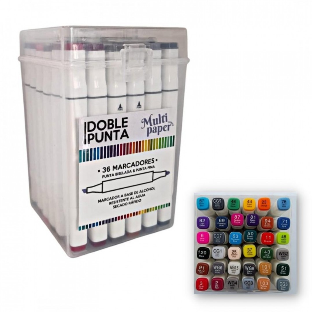 Marcadores doble punta multipaper x36 u