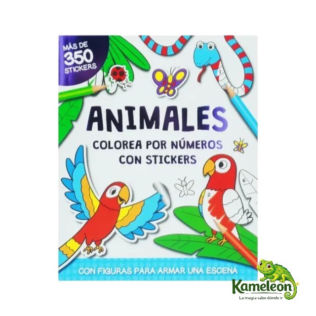 Colorea por numeros con stickers: Animales