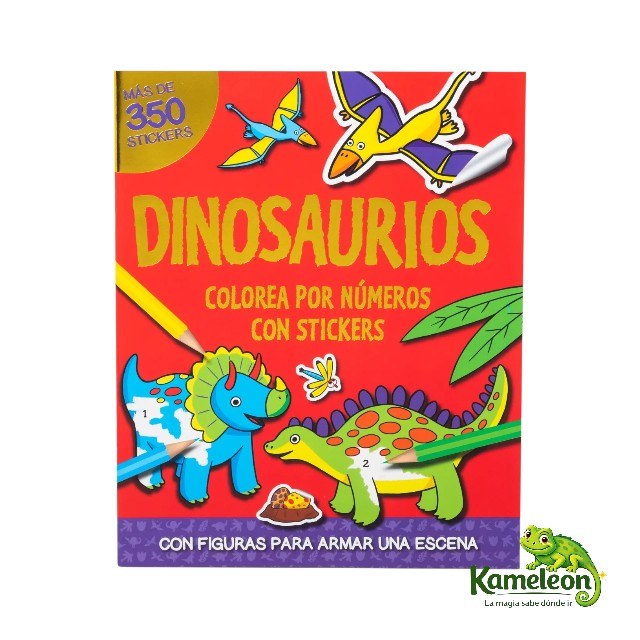 Colorea por numeros con stickers: Dinosaurios