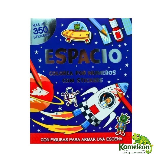 Colorea por numeros con stickers: Espacio