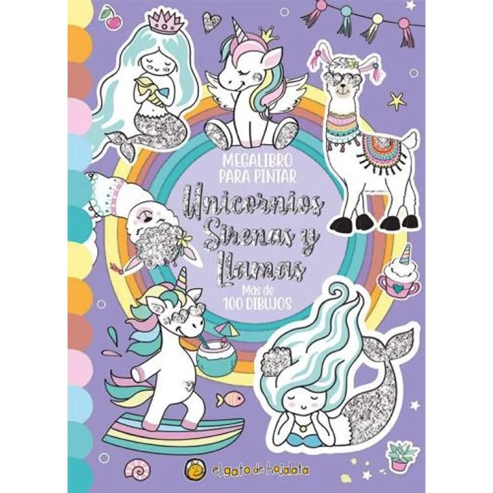 Megalibro para pintar "unicornios, sirenas y llamas"