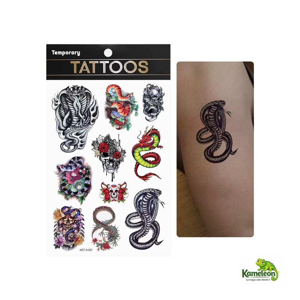 Tatuaje temporal serpientes y mas...